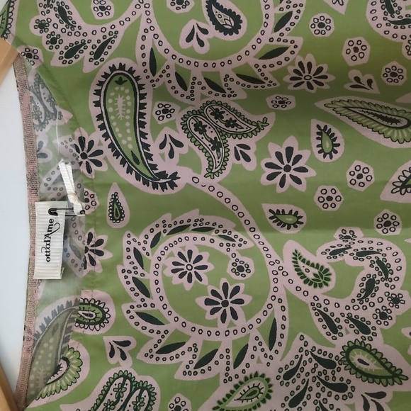-Otto D'Ame Boxy Fit Boho Paisley Green Women's Top Made In Italy - Picture 3 of 7